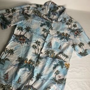Campia Tropical Palm Trees Hawaiian Short Sleeve Shirt S